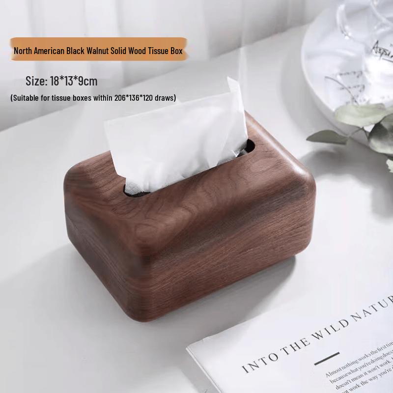 SEFASHYOH Luxury Solid Black Walnut Tissue Box