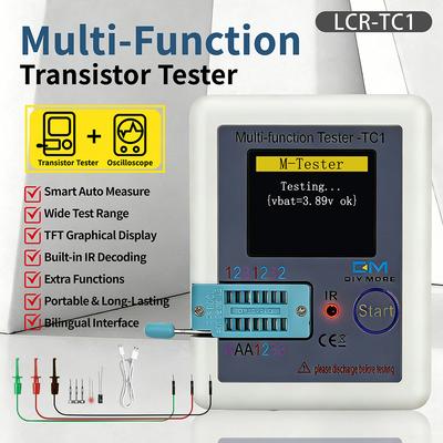 LCR-TC1 Multifunctional Transistor Tester with Type C Port 1.8 Inch Screen for Electronic Components Testing