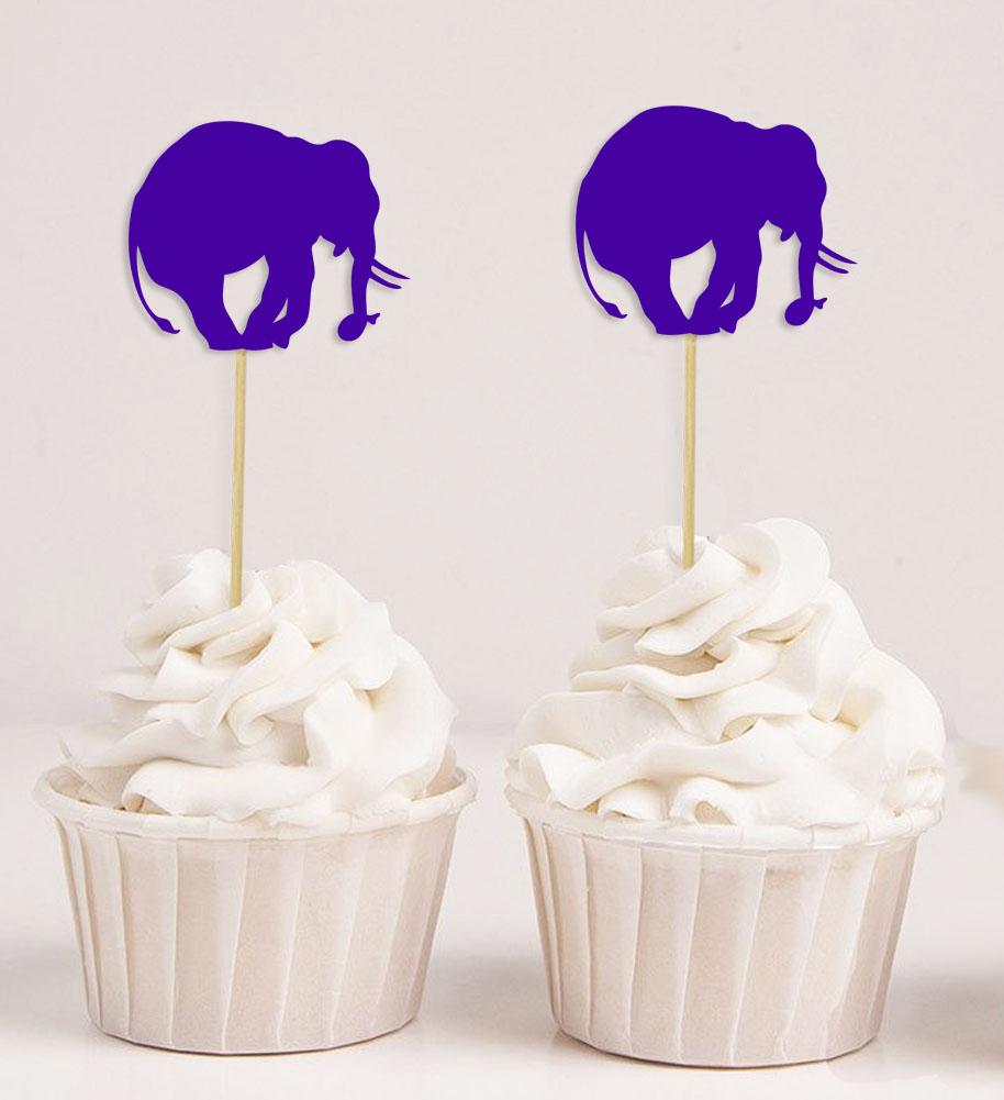 Darling Souvenir| Elephant Shape Cupcake Toppers| Birthday Party  Baby Shower Dessert Decorations - Pack Of