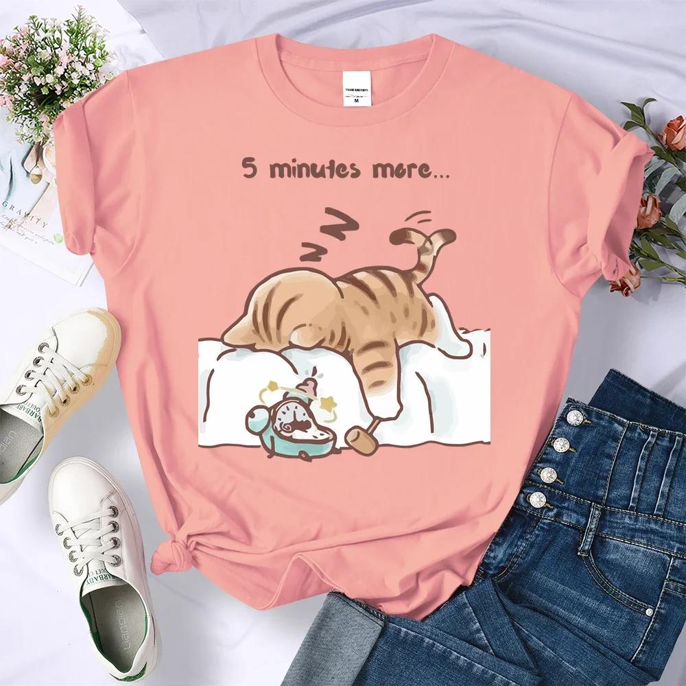 

Pattern Design Womens TShirts Summer AllMatch Clothes Trendy ONeck T Shirt Hip Hop Top The Cat That Always Wants To Sleep 3XL