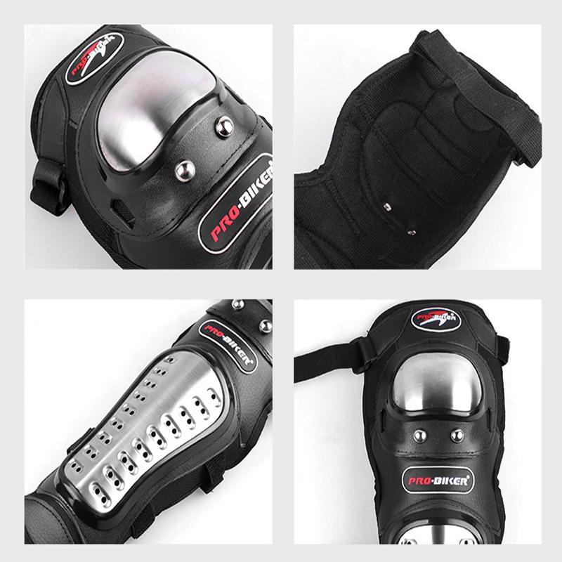 LMoDri 1Set Motorcycle Kneepad Steel Motocross Armor Protective Gear Protector Guards Kit ATV Adults Pads BraceFour-piece