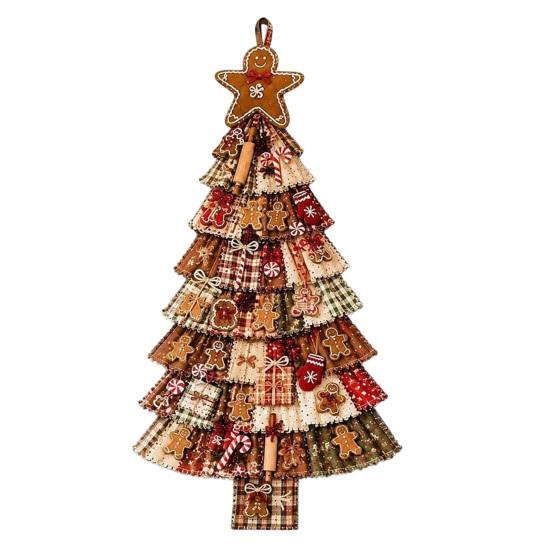 Decorative Mantel Accent for Holidays Christmas Handmade Door Hanging Kit, Patchwork Tree Decoration DIY Sewing Oversized Silhouette Ornament