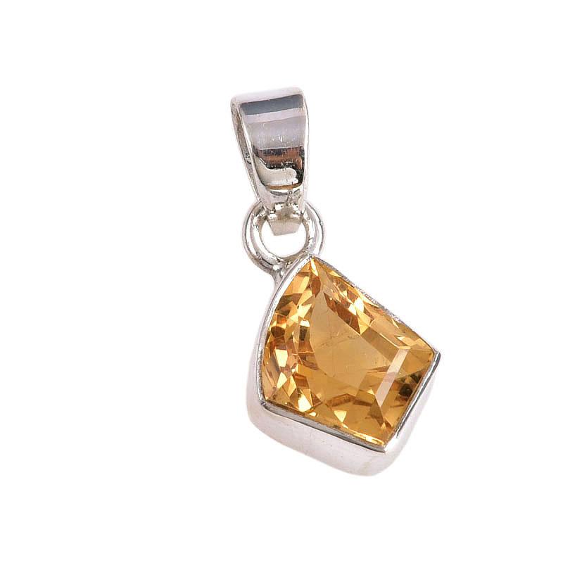 Pietră prețioasă Citrin Natural Lucrat Manual Argint Sterling Solid 925 Cadou Pandantiv 1" G4T48