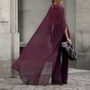 Womens High Low Polka Dot/Solid Color Sheer Cover-ups Summer Holiday O Neck Cape Blouse Female Jacekt Long Party Tops
