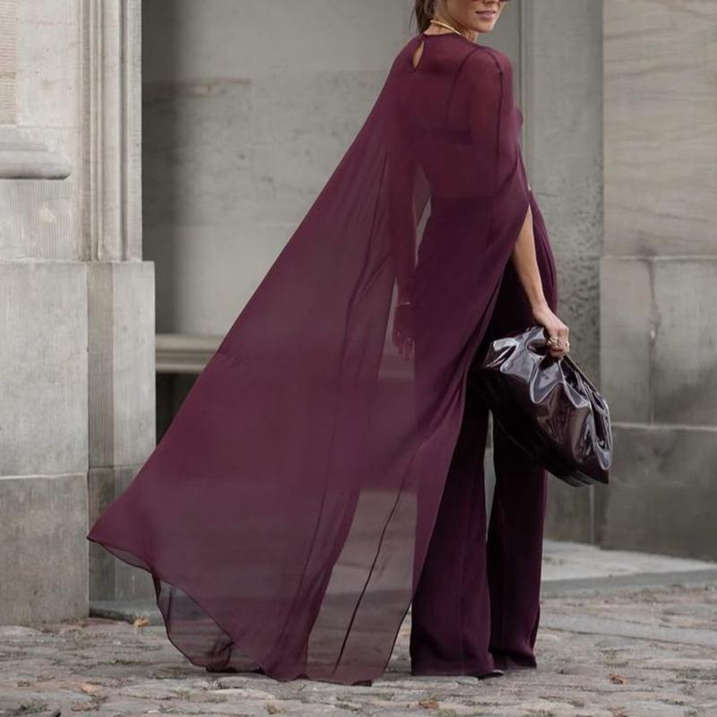 Womens High Low Polka Dot/Solid Color Sheer Cover-ups Summer Holiday O Neck Cape Blouse Female Jacekt Long Party Tops