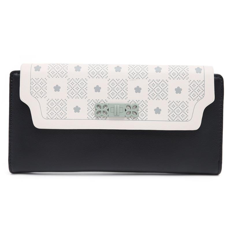 PU Soft Pull Buckle Flower Folding Women's Long Wallet