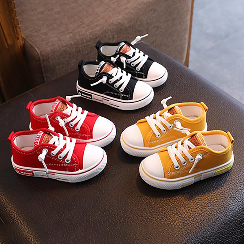 2025 Spring New Kids Canvas Shoes Solid Red Light School Casual Shoes Girls Non-slip Fashion Children Unisex Sneakers