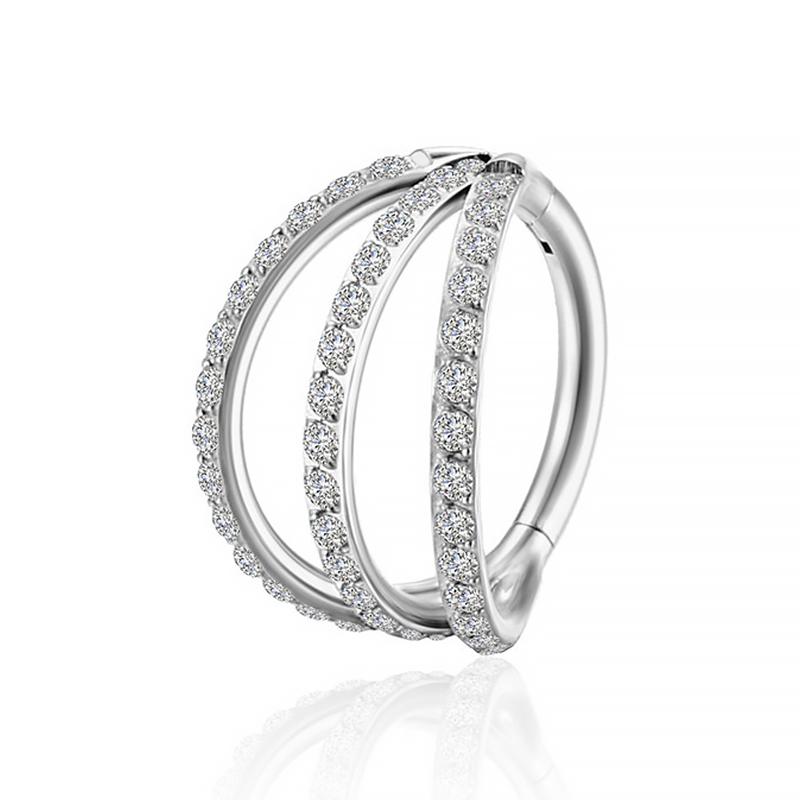 Stainless Stee Piercing Hinged Segment Hoops CZ Stone Nose Rings Ear Cartilage Tragus Helix Earrings Piercing Body Jewelry