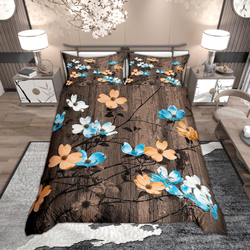 

Comforter Homewish Vintagel Floral Flower For Girls Women 2Pcs/3Pcs Retro Blossoms Bedding Botanical Plant Bed Set Comforter (quilt)-EU Single(135*200cm)3pcs