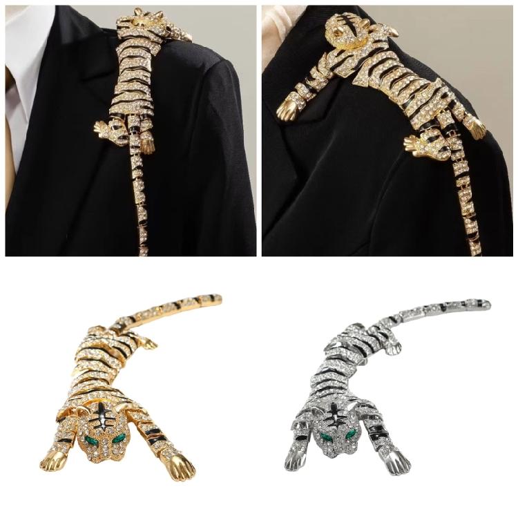 Unique Designs Evening Brooch Jewelry Luxurious Rhinestones Tigers Brooch Adornment for Social Event and Daily Wear