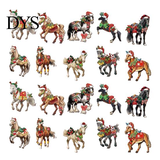 Horse-themed Christmas Decor Horse Ornaments 2D Acrylic Vintage Tree Hanging Keepsake Ornament Decoration Western Theme Animal for Xmas Home Realistic