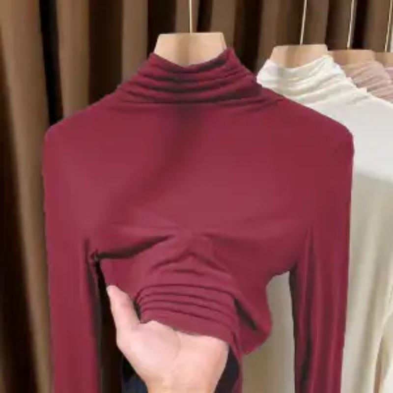 Tricou cu guler înalt și mâneci lungi pentru femei toamnă iarnă stil occidental strat interior strat de bază cu elasticitate ridicată temperament versatil