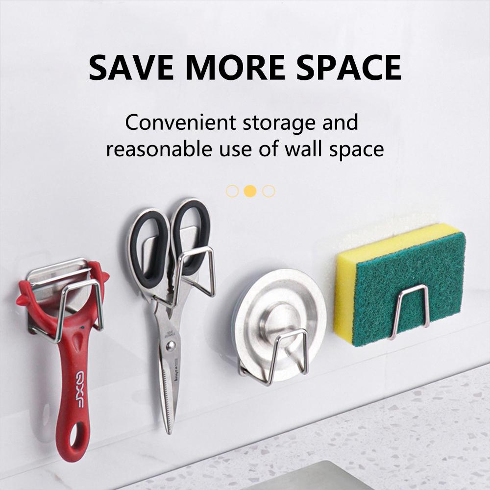 Küchenschwammhalter, selbstklebender Spülschwamm-Abfluss-Trockenständer, Edelstahl-Aufbewahrungshalter, Küchenspülenzubehör