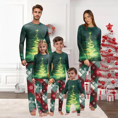 Christmas Print Family Outfit Long Sleeve Top + Pants Set Family Outfit
