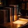 Vintage book pavilion night light reading corner decorative table lamp witch hat model