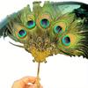 1Pc Vintage Peacock Feather Fan Handheld Ornamental Fan Wedding Photo Shooting Props Live Show Prop