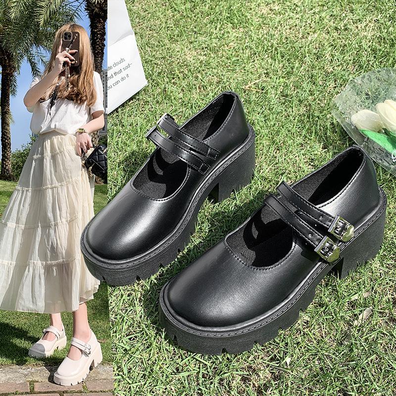 

Туфли Мэри Джейн женские осень и зима 2025 года новые туфли на круглой платформе с одним ремешком и круглым каблуком модные универсальные туфли на высоком каблуке 40