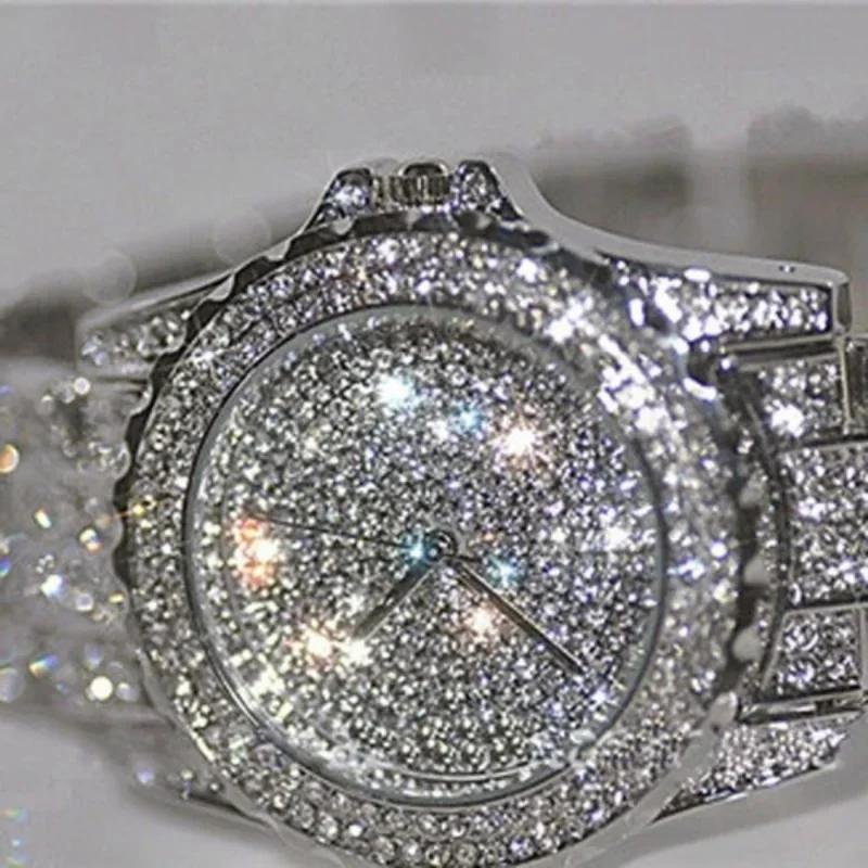 Luxury Shiny Diamond Watch for Women Elegant Brand Quartz Steel Bracelet Watches Zircon Crystal Fashion Wristwatch Clock