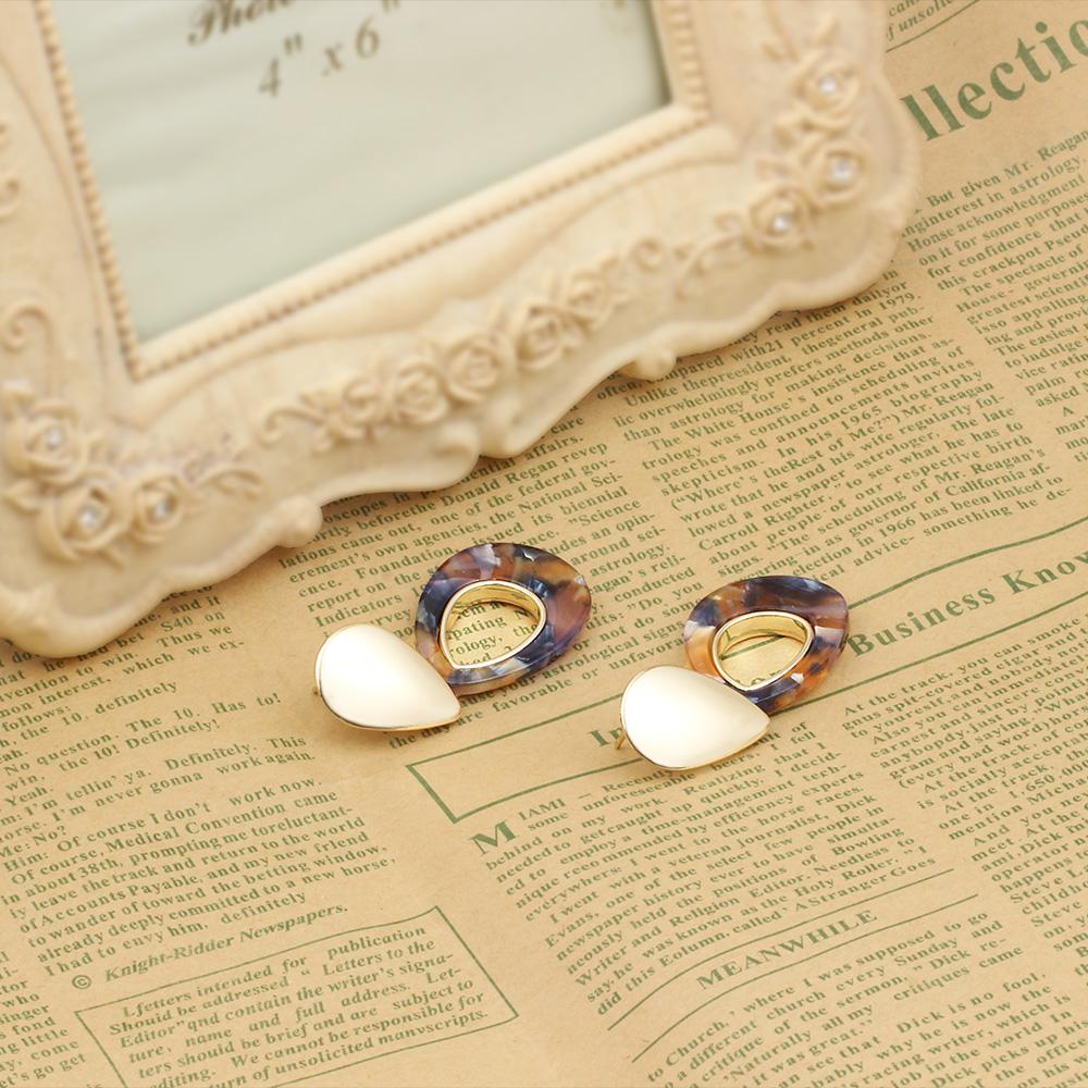 Girl All Matching Drop Water Oval Earrings Long Style Retro Earrings