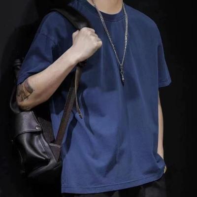 T-shirt da Uomo in Cotone a Maniche Corte Trendy Puro Cotone Tinta Unita Semplici