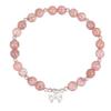 Cui Yan S925 Sterling Silver Korean Style Strawberry Crystal Bowknot Bracelet, Sweet and Layered Heart Design for Women.