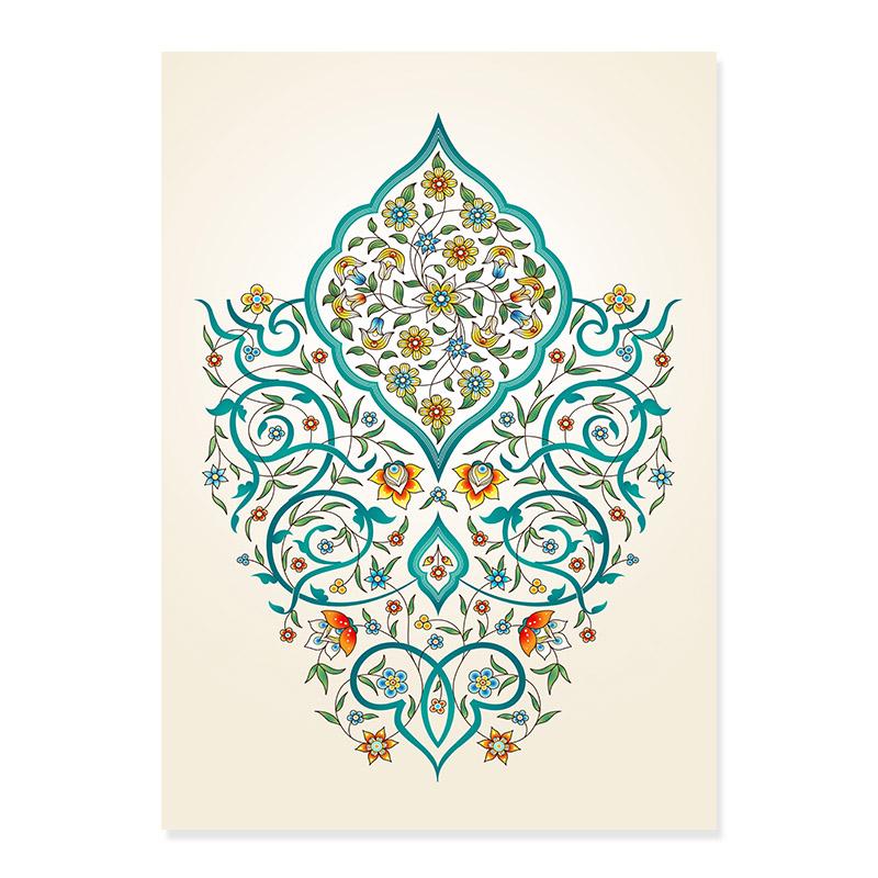 Ornate Arabesque Islamic Turquoise Floral Wall Art Canvas Paintings Islam Muslim Pictures Posters Prints Living Room Home Decor