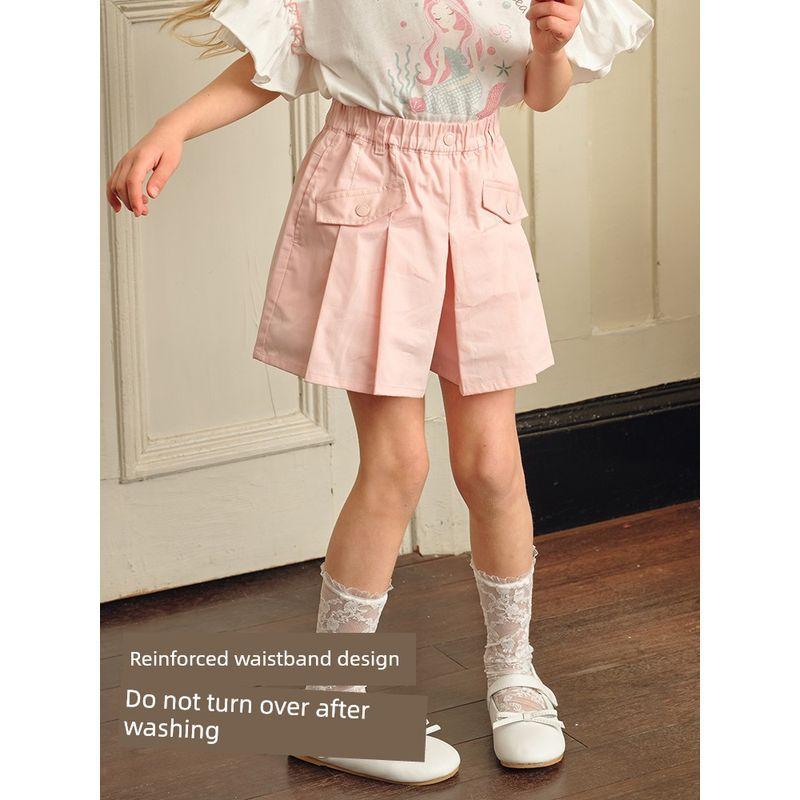 David Bella Girls' Shorts Summer Children's Skirt Pants Summer White Pants Girls Pure Cotton Pink Skirt Pants Children's Clothing