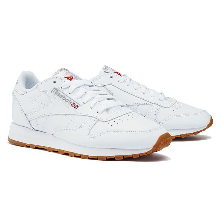 Reebok Klassisches Leder Weiß Grau Gummi Unisex Sneaker Schuhe-Weiß Rein-Grau-3 Gummi-Gummi-03 100008491
