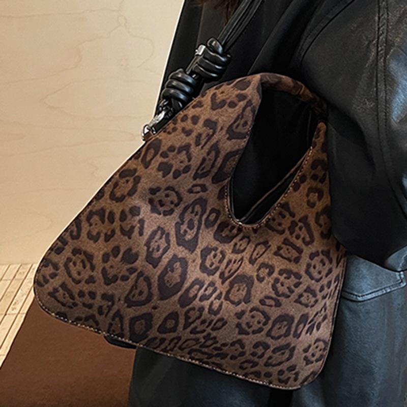 Leopard Print Dumpling Bag, Large Capacity, High School Girls' Appearance Level, Niche Single-shoulder Bag, Simple Crossbody Bag