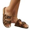 Fashion Fashion Leopard Women's Slippers New Cork Slippers Women Summer Outdoor Non-slip Shoes Buckle Sandals Woman Beach Flat Slippers