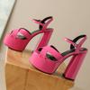 Pink Women's Sandals Shoes Summer 2025 Platform Block High Heels Ankle Strap Black Dance Wedding Shoes Ladies Big Size Flip Flop