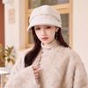 Retro Solid Color Octagonal Hat Autumn and Winter Big Eaves Show the Face Small Peaked Hat Simple Warm Woolen Hat Women's