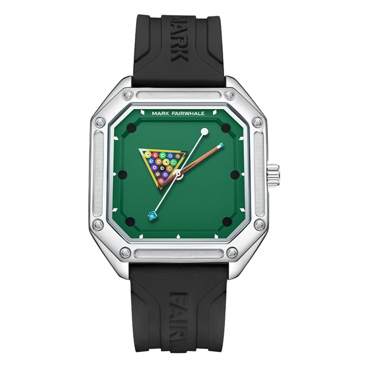 

Men Quartz Watch Square Case Luminous Billiards Dial Wristwatch Rubber Strap Watches for Men FW-5047-R3