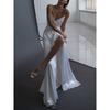 Spring Summer Women's Long Dress, European American Sexy Spaghetti Strap Sleeveless V-neck Cocktail Mini Evening Gown