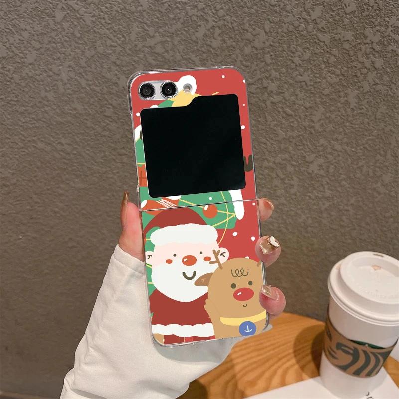 For Samsung Galaxy Z Flip 5 Cute Christmas Santa Claus Elk Case for Samsung Zflip 6 3 Z Flip4 Flip5 Case Creative New Year Gifts