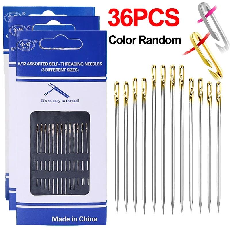 36/12Pcs Blind Sewing Needles Stainless Steel Elderly Needle-side Hole for Household Sewing DIY Jewerly Beading Threading Needle
