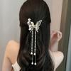 Butterfly Tassel Pearl Hair Claw Red Flower Festival Hairpin For Girls Ponytail Hair Clips Crab Women  Accessories Gifts