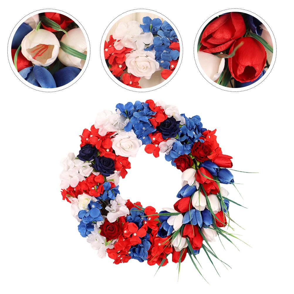 Wall Hanging Wreath Flower Garland Independence Day Garden Pendant Door Decoration