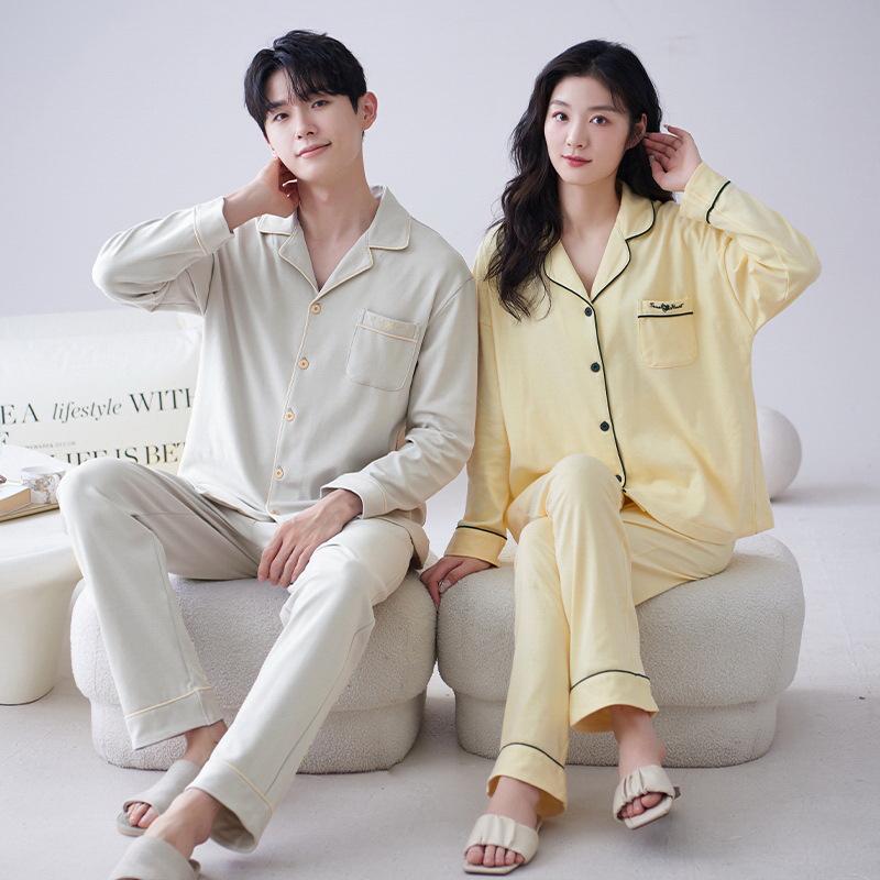 Piżama 7A Antibacterial Jesienno-Zimowa z Czystej Bawełny - Luźny Krój w Stylu Koreańskim dla Mężczyzn i Kobiet, Nadająca się do Noszenia na Zewnątrz