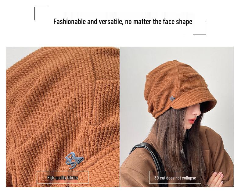 Women's Korean Style Beanie - Large Head Fit, Face Slimming, Casual Slouchy Hat for Spring & Autumn
