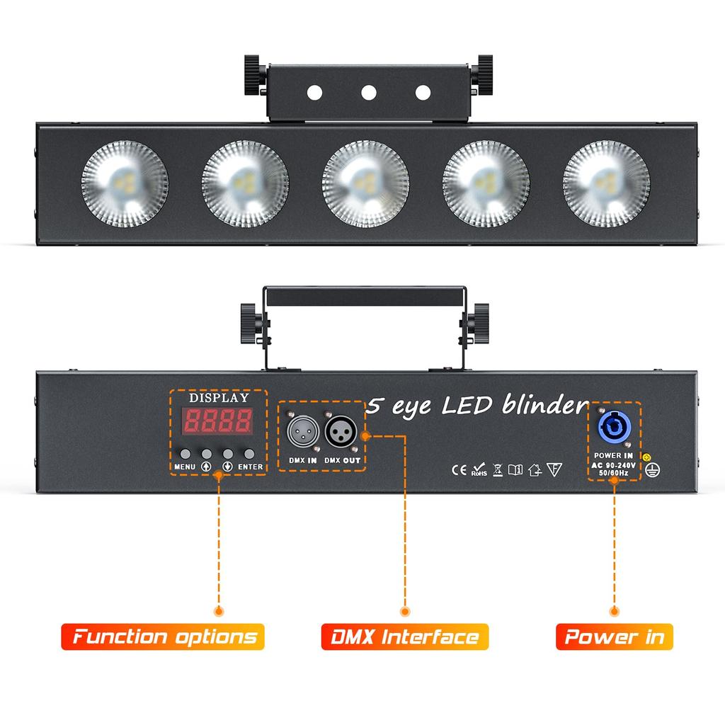 ZonQoonz 60W Stage Light Stage Lighting 5 LED 4 in 1 RGBW Wash Light COB Stage Light Party Light DMX512 Voice Control Mode DJ Light Strip Perfect for