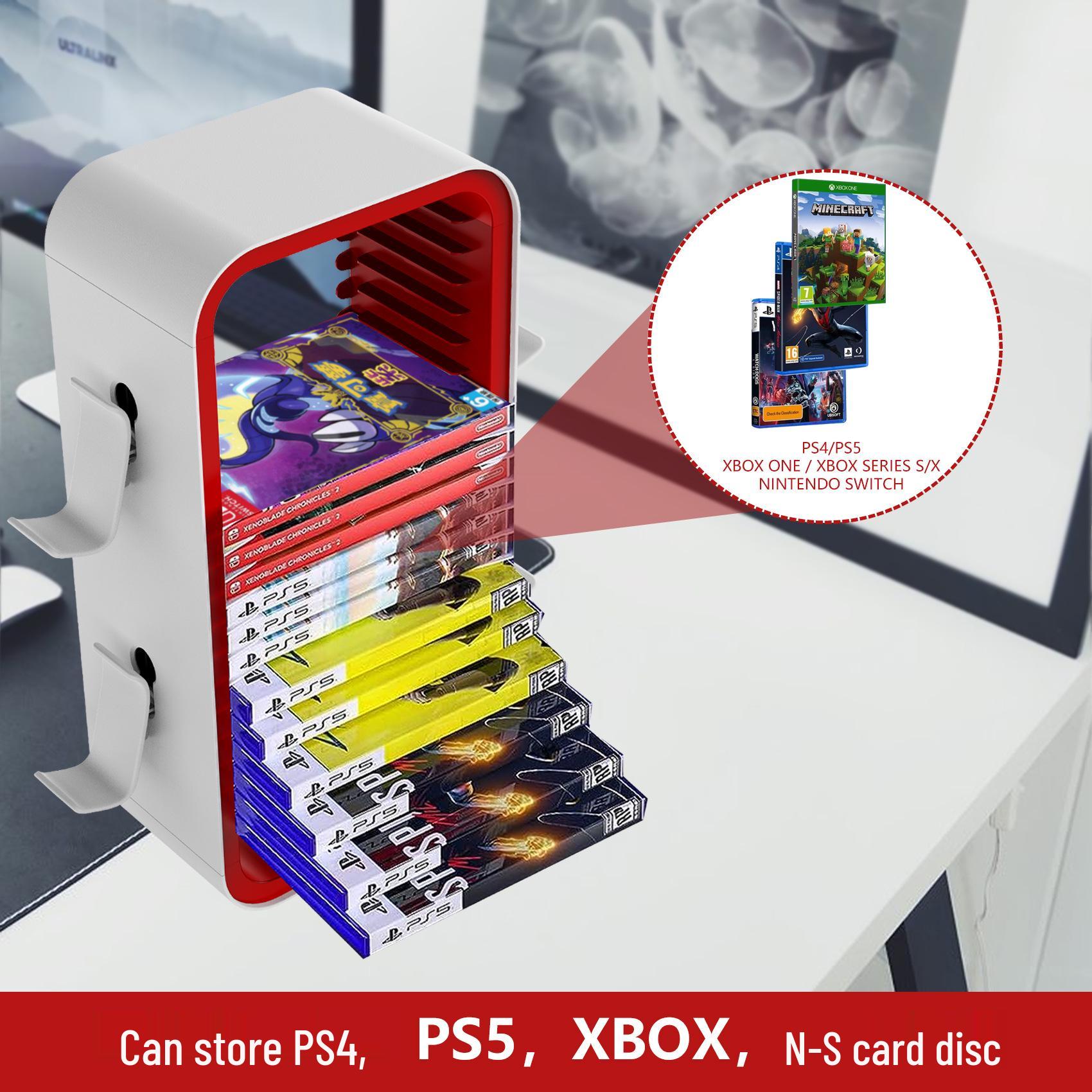 

Многофункциональный держатель для игровых дисков PS5 и Xbox - Компактная полка для хранения (Зарядное устройство не входит в комплект) КП06 красный