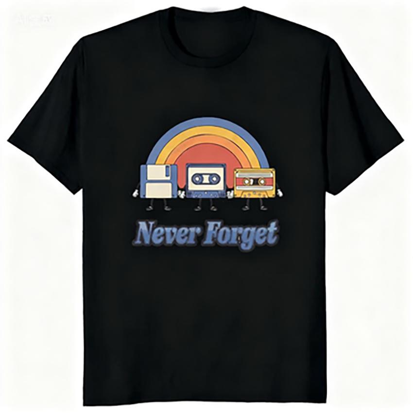 Nikdy nezapomeňte audiokazeta Vtipné tričko Ležérní móda Streetwear Dámské tričko Krátký rukáv Vintage Dámské tričko