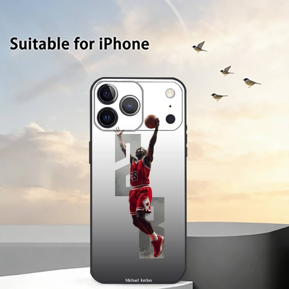 Sports M-Michael Jeffrey Jordan Phone Case For iPhone 17,16,15,14,13,12,11 Plus,Pro Max,XS,Soft Silicone Black Cover