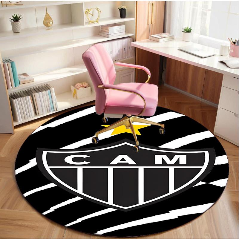 1PC round rug Black And White Stripes With Shield Printed Round Area Rug ,Rug For Home Office, Round Chair Rug,Carpet Fan gifts Christmas gift