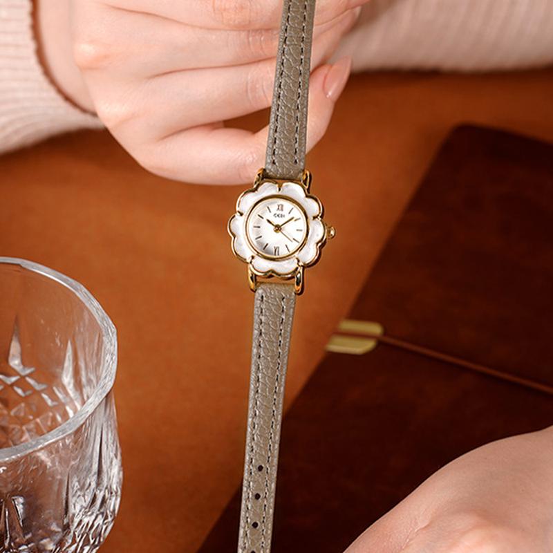 Relógio Feminino GEDI Pulseira de Couro Quartzo Relógios Femininos Luxo Vintage Nicho À Prova D'água Elegante de Pulso Feminino
