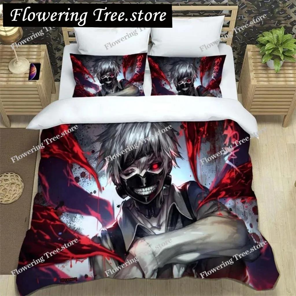 Set Biancheria da Letto in Poliestere con Stampa Digitale Anime di Moda Giapponese per Ragazzi e Ragazze, Set Biancheria da Letto per Giovani, Regalo per Coppie