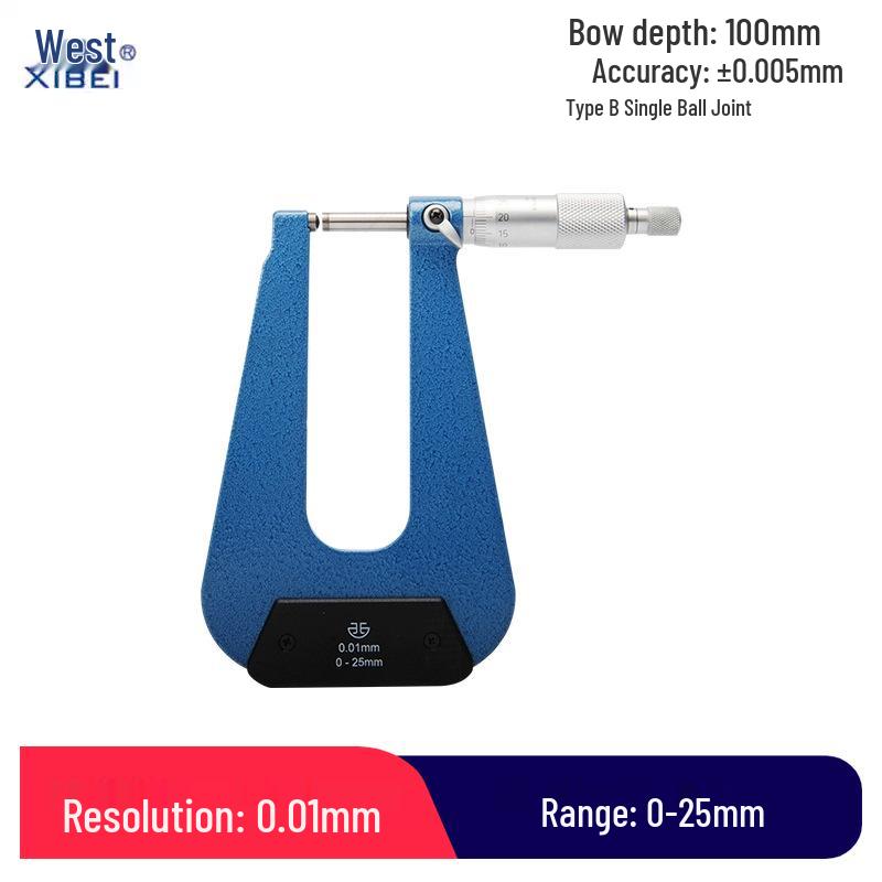 Qinghai 0-25mm Electronic Digital Deep Span Micrometer with Ball & Flat Head – Ideal for Plate Thickness Measurement