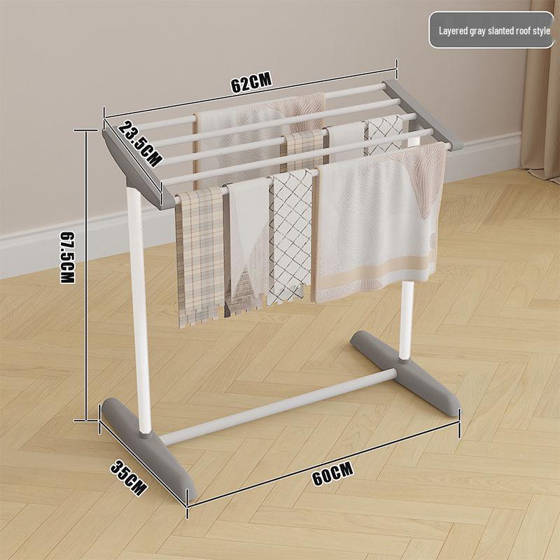 Versatile Foldable Clothes and Towel Drying Rack with Storage Shelf for Balcony or Floor Use