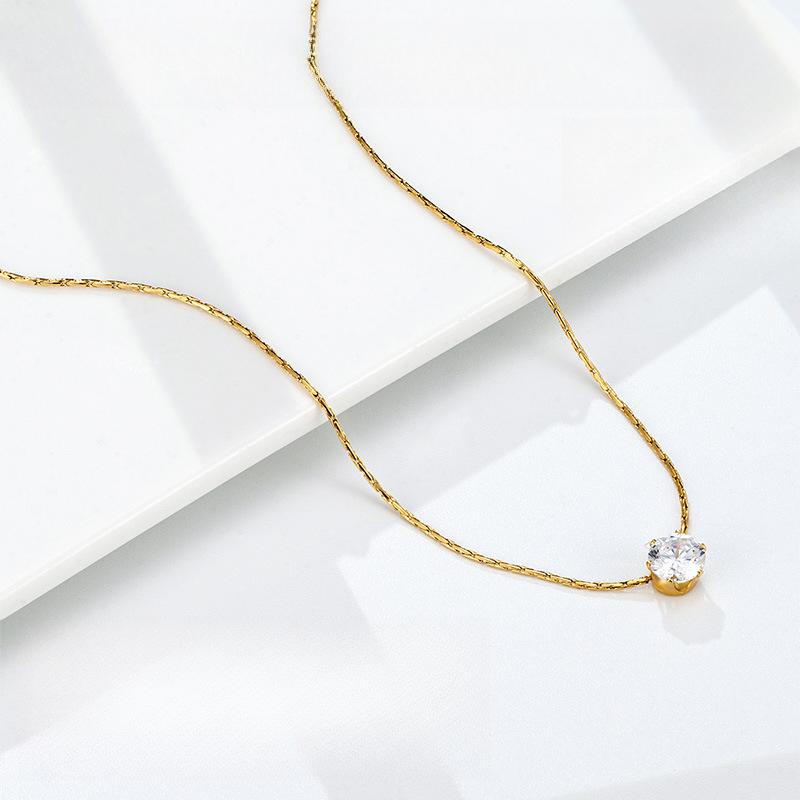 Lamp Luxury Inlaid Single Diamond Zircon Necklace Romantic Trend Niche Collarbone Chain Premium Durable Quality